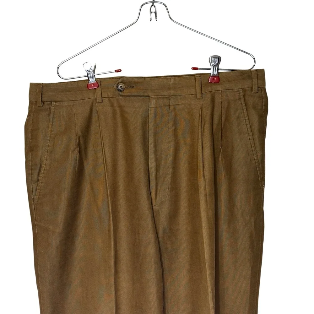 Ermenegildo Zegna Mens Pants Thin Wale Corduroy Soft Pleated Cuffed Cotton 34X30